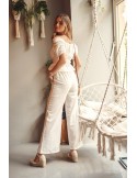 Durchbrochenes Boho-Set aus Bluse und Hose ekri FG595 – Online-Shop – Boutique